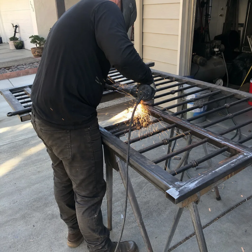 Professional welder performing metal gate repair and welding in Riverside, CA