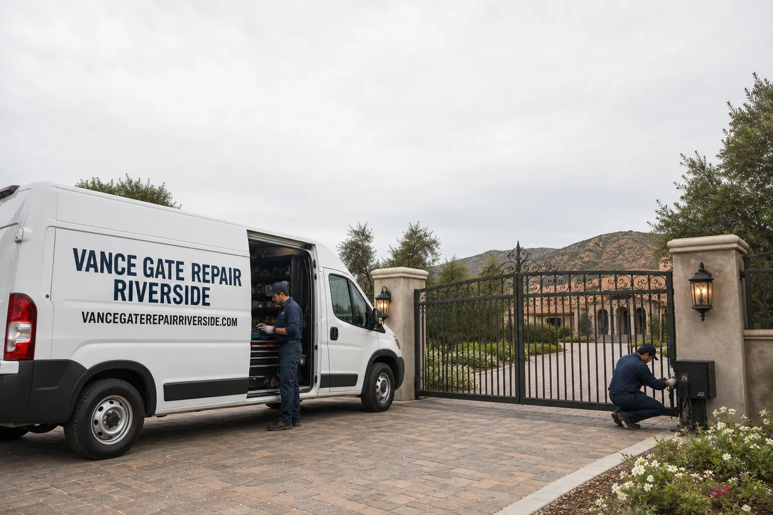 Vance Gate Repair Riverside gate repair service vehicle and crew in Riverside, CA